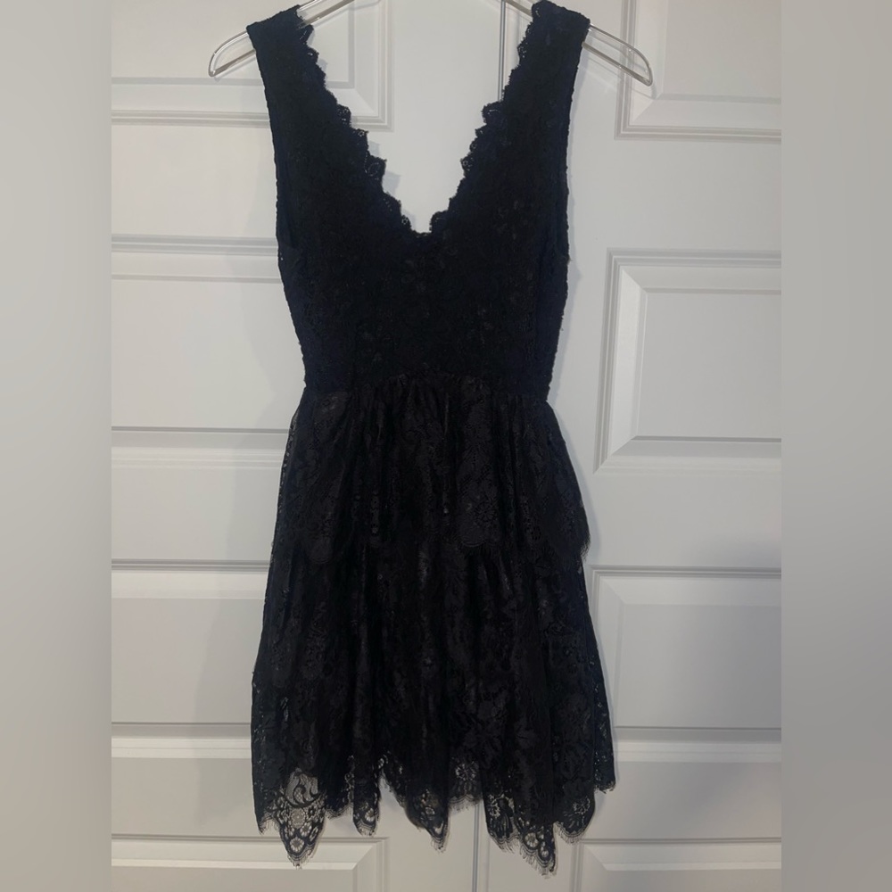 Free People by Nightcap Cloth black lace tiered dress sz xs - Picture 3 of 6